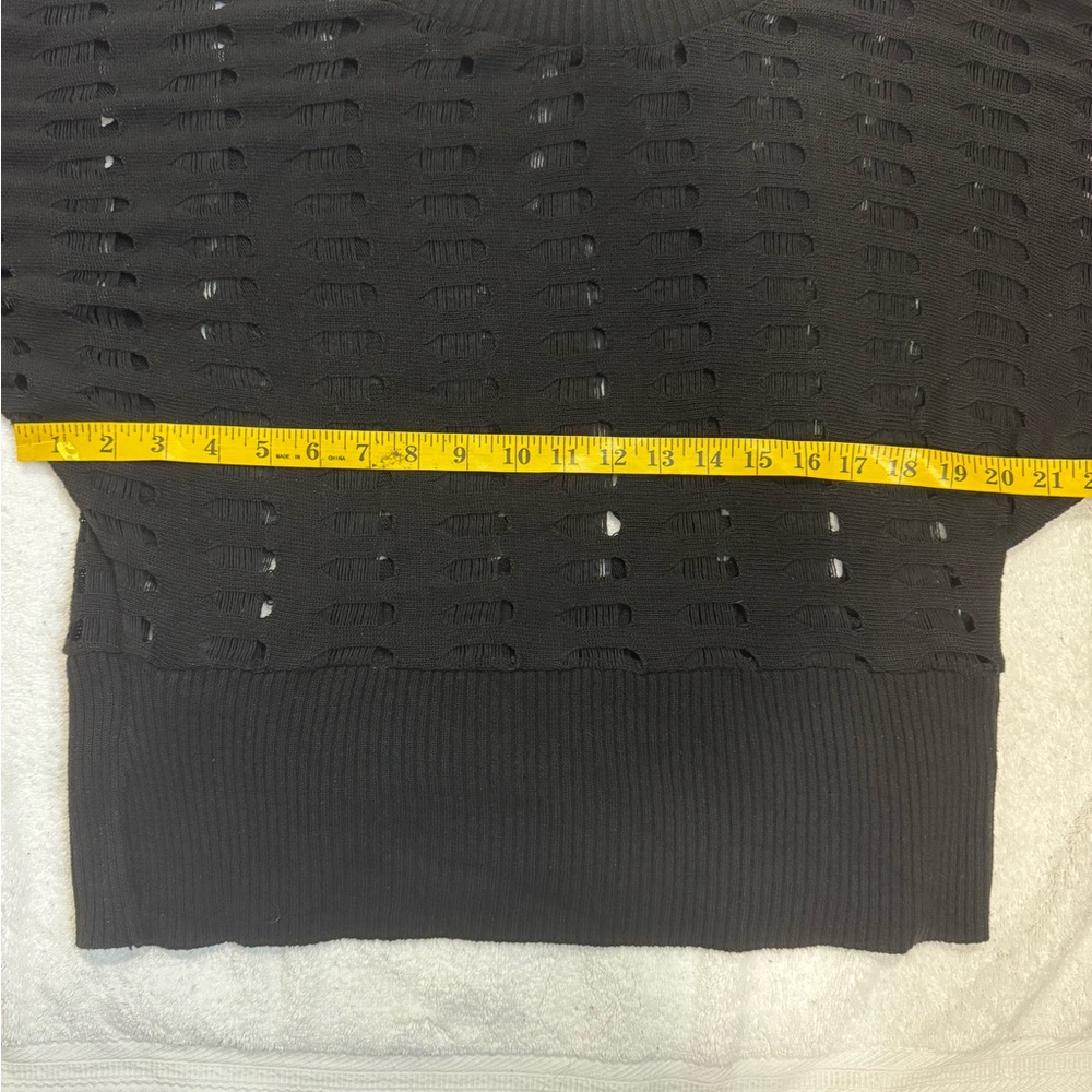 Women's Black Open Knit Sweater - Picture 5 of 8